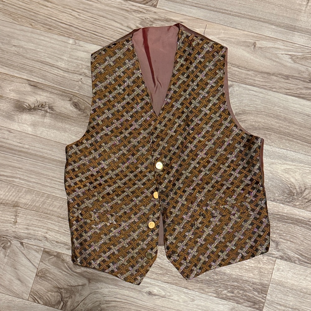 Vintage Patterned Button-Up Vest